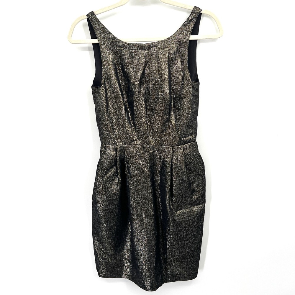 Club Monaco Gold Metallic Lame Lanna Mini Cocktail pencil Dress shimmer 0‎